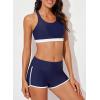 imageAleumdr Womens Athletic 3 Piece Tankini Swimsuits with Shorts Swim Tank Tops with Sports Bra and Boyshorts Bathing SuitsNavy Blue