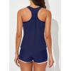 imageAleumdr Womens Athletic 3 Piece Tankini Swimsuits with Shorts Swim Tank Tops with Sports Bra and Boyshorts Bathing SuitsNavy Blue