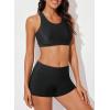 imageAleumdr Womens Athletic 3 Piece Tankini Swimsuits with Shorts Swim Tank Tops with Sports Bra and Boyshorts Bathing SuitsPink Printed