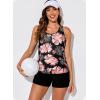 imageAleumdr Womens Athletic 3 Piece Tankini Swimsuits with Shorts Swim Tank Tops with Sports Bra and Boyshorts Bathing SuitsPink Printed