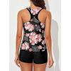 imageAleumdr Womens Athletic 3 Piece Tankini Swimsuits with Shorts Swim Tank Tops with Sports Bra and Boyshorts Bathing SuitsPink Printed