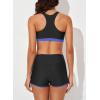 imageAleumdr Womens Athletic 3 Piece Tankini Swimsuits with Shorts Swim Tank Tops with Sports Bra and Boyshorts Bathing SuitsPurple Blue