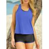 imageAleumdr Womens Athletic 3 Piece Tankini Swimsuits with Shorts Swim Tank Tops with Sports Bra and Boyshorts Bathing SuitsPurple Blue