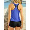 imageAleumdr Womens Athletic 3 Piece Tankini Swimsuits with Shorts Swim Tank Tops with Sports Bra and Boyshorts Bathing SuitsPurple Blue