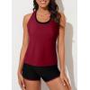imageAleumdr Womens Athletic 3 Piece Tankini Swimsuits with Shorts Swim Tank Tops with Sports Bra and Boyshorts Bathing SuitsRed