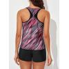 imageAleumdr Womens Athletic 3 Piece Tankini Swimsuits with Shorts Swim Tank Tops with Sports Bra and Boyshorts Bathing SuitsRed Printed