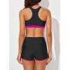 imageAleumdr Womens Athletic 3 Piece Tankini Swimsuits with Shorts Swim Tank Tops with Sports Bra and Boyshorts Bathing SuitsRose