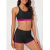 imageAleumdr Womens Athletic 3 Piece Tankini Swimsuits with Shorts Swim Tank Tops with Sports Bra and Boyshorts Bathing SuitsRose
