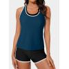 imageAleumdr Womens Athletic 3 Piece Tankini Swimsuits with Shorts Swim Tank Tops with Sports Bra and Boyshorts Bathing SuitsSail Blue