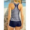 imageAleumdr Womens Athletic 3 Piece Tankini Swimsuits with Shorts Swim Tank Tops with Sports Bra and Boyshorts Bathing SuitsStripe