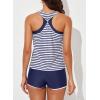 imageAleumdr Womens Athletic 3 Piece Tankini Swimsuits with Shorts Swim Tank Tops with Sports Bra and Boyshorts Bathing SuitsStripe