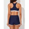 imageAleumdr Womens Athletic 3 Piece Tankini Swimsuits with Shorts Swim Tank Tops with Sports Bra and Boyshorts Bathing SuitsStripe