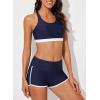 imageAleumdr Womens Athletic 3 Piece Tankini Swimsuits with Shorts Swim Tank Tops with Sports Bra and Boyshorts Bathing SuitsStripe
