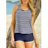 imageAleumdr Womens Athletic 3 Piece Tankini Swimsuits with Shorts Swim Tank Tops with Sports Bra and Boyshorts Bathing SuitsStripe
