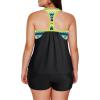 imageAleumdr Womens Blouson Striped Printed Push up Strappy TBack Tankini Top with ShortsAvailable in PlusBlack