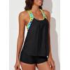 imageAleumdr Womens Blouson Striped Printed Push up Strappy TBack Tankini Top with ShortsAvailable in PlusBlack
