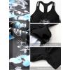 imageAleumdr Womens Blouson Striped Printed Push up Strappy TBack Tankini Top with ShortsAvailable in PlusBlack Blue