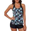 imageAleumdr Womens Blouson Striped Printed Push up Strappy TBack Tankini Top with ShortsAvailable in PlusBlack Blue