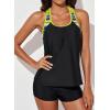 imageAleumdr Womens Blouson Striped Printed Push up Strappy TBack Tankini Top with ShortsAvailable in PlusBlack a