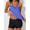 imageAleumdr Womens Blouson Striped Printed Push up Strappy TBack Tankini Top with ShortsAvailable in PlusBlue