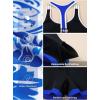 imageAleumdr Womens Blouson Striped Printed Push up Strappy TBack Tankini Top with ShortsAvailable in PlusBlue Pattern