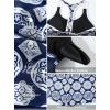 imageAleumdr Womens Blouson Striped Printed Push up Strappy TBack Tankini Top with ShortsAvailable in PlusBlue Printed