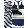 imageAleumdr Womens Blouson Striped Printed Push up Strappy TBack Tankini Top with ShortsAvailable in PlusBlue Stripes