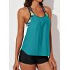 imageAleumdr Womens Blouson Striped Printed Push up Strappy TBack Tankini Top with ShortsAvailable in PlusGreen