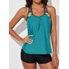 imageAleumdr Womens Blouson Striped Printed Push up Strappy TBack Tankini Top with ShortsAvailable in PlusGreen