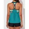 imageAleumdr Womens Blouson Striped Printed Push up Strappy TBack Tankini Top with ShortsAvailable in PlusGreen