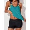 imageAleumdr Womens Blouson Striped Printed Push up Strappy TBack Tankini Top with ShortsAvailable in PlusGreen