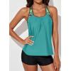 imageAleumdr Womens Blouson Striped Printed Push up Strappy TBack Tankini Top with ShortsAvailable in PlusGreen Floral