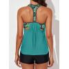 imageAleumdr Womens Blouson Striped Printed Push up Strappy TBack Tankini Top with ShortsAvailable in PlusGreen Floral
