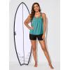 imageAleumdr Womens Blouson Striped Printed Push up Strappy TBack Tankini Top with ShortsAvailable in PlusGreen Floral