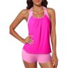 imageAleumdr Womens Blouson Striped Printed Push up Strappy TBack Tankini Top with ShortsAvailable in PlusHot Pink