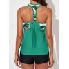 imageAleumdr Womens Blouson Striped Printed Push up Strappy TBack Tankini Top with ShortsAvailable in PlusKd Green
