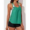 imageAleumdr Womens Blouson Striped Printed Push up Strappy TBack Tankini Top with ShortsAvailable in PlusKd Green