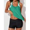 imageAleumdr Womens Blouson Striped Printed Push up Strappy TBack Tankini Top with ShortsAvailable in PlusKd Green
