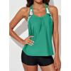 imageAleumdr Womens Blouson Striped Printed Push up Strappy TBack Tankini Top with ShortsAvailable in PlusKd Green
