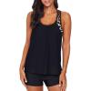imageAleumdr Womens Blouson Striped Printed Push up Strappy TBack Tankini Top with ShortsAvailable in PlusLeopard