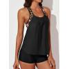 imageAleumdr Womens Blouson Striped Printed Push up Strappy TBack Tankini Top with ShortsAvailable in PlusLeopard