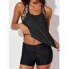 imageAleumdr Womens Blouson Striped Printed Push up Strappy TBack Tankini Top with ShortsAvailable in PlusLeopard