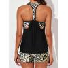 imageAleumdr Womens Blouson Striped Printed Push up Strappy TBack Tankini Top with ShortsAvailable in PlusLeopard Printed