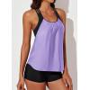 imageAleumdr Womens Blouson Striped Printed Push up Strappy TBack Tankini Top with ShortsAvailable in PlusPurple