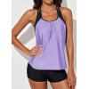 imageAleumdr Womens Blouson Striped Printed Push up Strappy TBack Tankini Top with ShortsAvailable in PlusPurple