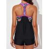 imageAleumdr Womens Blouson Striped Printed Push up Strappy TBack Tankini Top with ShortsAvailable in PlusRose
