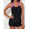 imageAleumdr Womens Blouson Striped Printed Push up Strappy TBack Tankini Top with ShortsAvailable in PlusRose