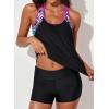 imageAleumdr Womens Blouson Striped Printed Push up Strappy TBack Tankini Top with ShortsAvailable in PlusRose