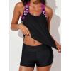 imageAleumdr Womens Blouson Striped Printed Push up Strappy TBack Tankini Top with ShortsAvailable in PlusRose Floral