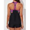 imageAleumdr Womens Blouson Striped Printed Push up Strappy TBack Tankini Top with ShortsAvailable in PlusRose Floral
